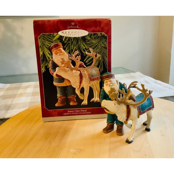 1998 Hallmark Santa’s Deer Friend Ornament RARE!